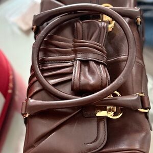 Elegant Brown Leather Handbag Valentino runway
